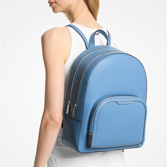 New Michael Kors Jaycee Large Pebble Leather Backpack South Pacific - Picture 3 of 4